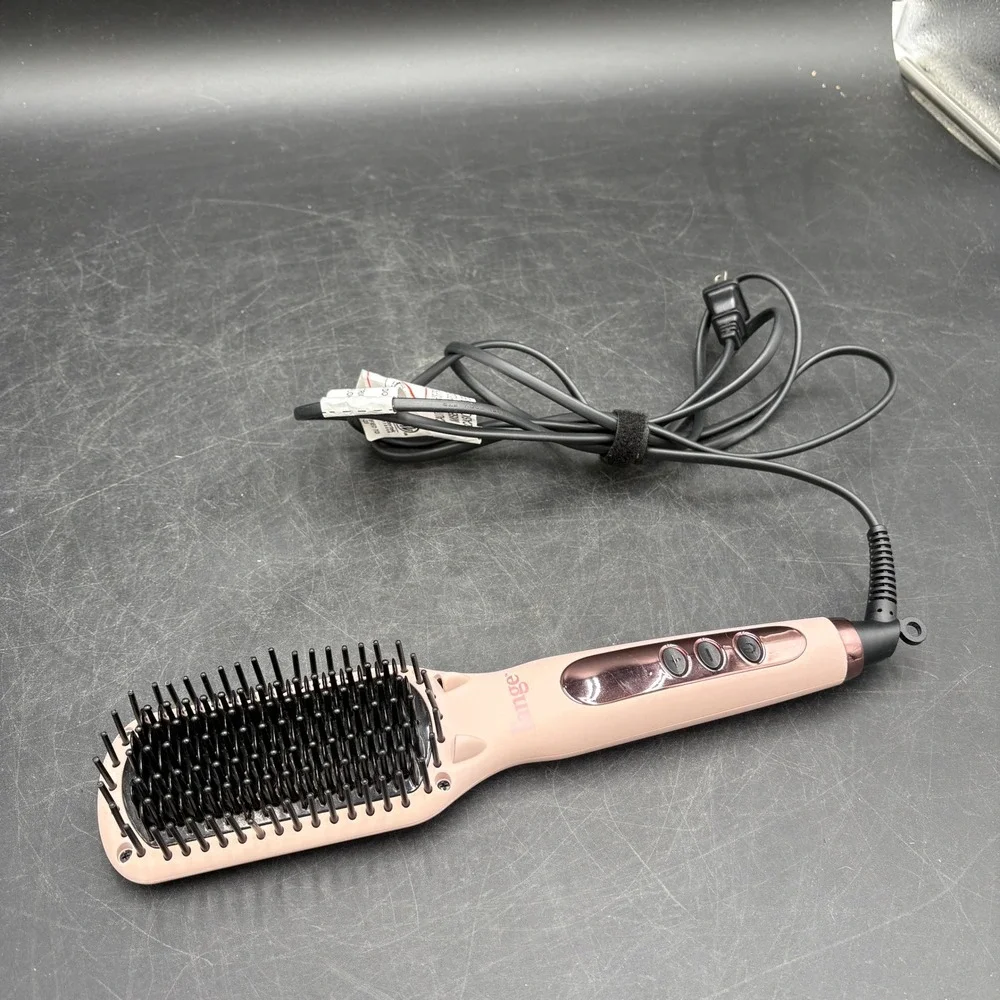 L'ange Le Vite Hair Straightening Brush Blush Pink Ceramic Heated Smoothing Tool